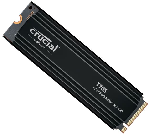 Crucial T705 2TB Gen5 NVMe PCIe 5.0 M.2 2280 SSD with Heatsink – 14500/12700 MB/s Read/Write Speeds, 1200TBW Endurance, DirectStorage Support for Intel 14th Gen & AMD Ryzen 7000
