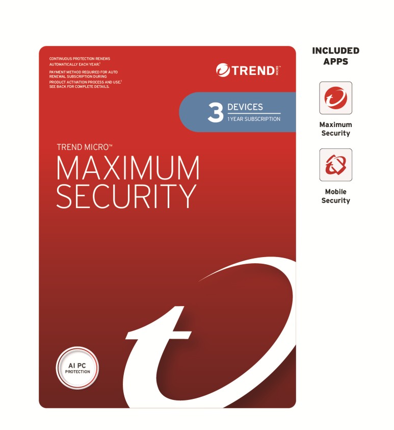 Trend Micro Maximum Security 1 Year License for 3 Devices – Comprehensive Multi-Platform Antivirus & Ransomware Protection
