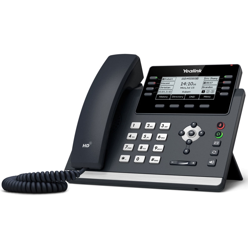 Yealink SIP-T43U 12-Line IP Phone with 3.7" 360x160 Backlit Graphical LCD, Dual USB Ports, PoE Support, Expansion Module, Bluetooth & Wi-Fi Compatible