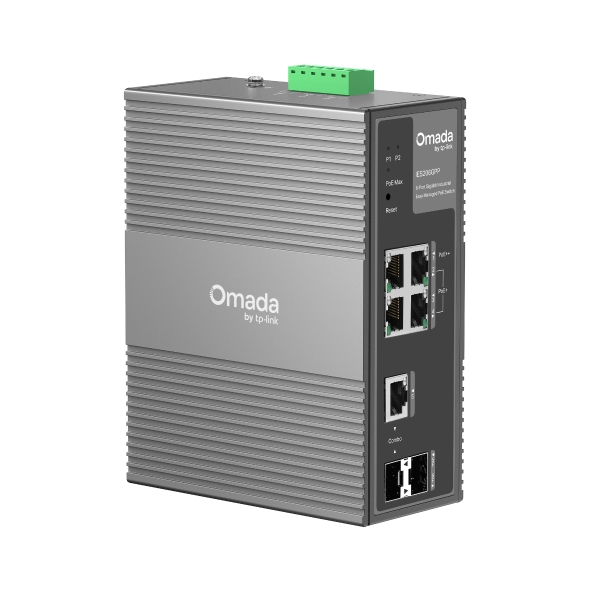 TP-Link Omada IES206GPP 6-Port Gigabit Industrial Easy Managed PoE++ Switch with 120W PoE Budget, DIN-Rail & Wall Mount, Industrial-Grade Design