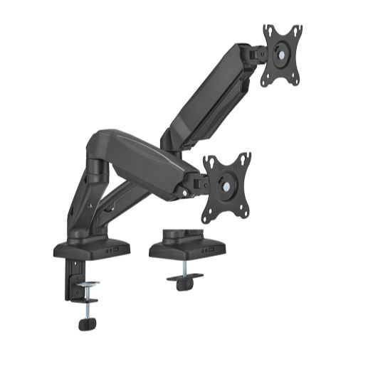 Brateck Dual Monitor Desk Mount Stand for 17-32 inch Screens with Counterbalance Arm, VESA 75x75/100x100, Clamp & Grommet Mount, Up to 9kg per Screen