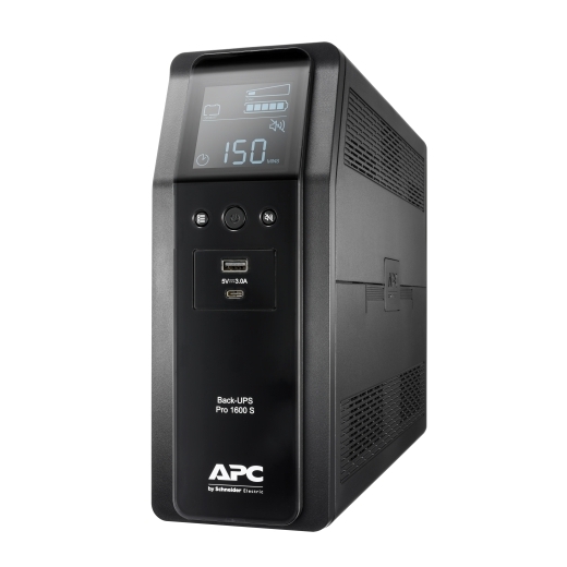 APC Back-UPS Pro 1600VA/960W Line Interactive UPS Tower with 8 IEC C13 Outlets, AVR, USB Type A & C Ports, LCD Display, Lead Acid Battery - 230V