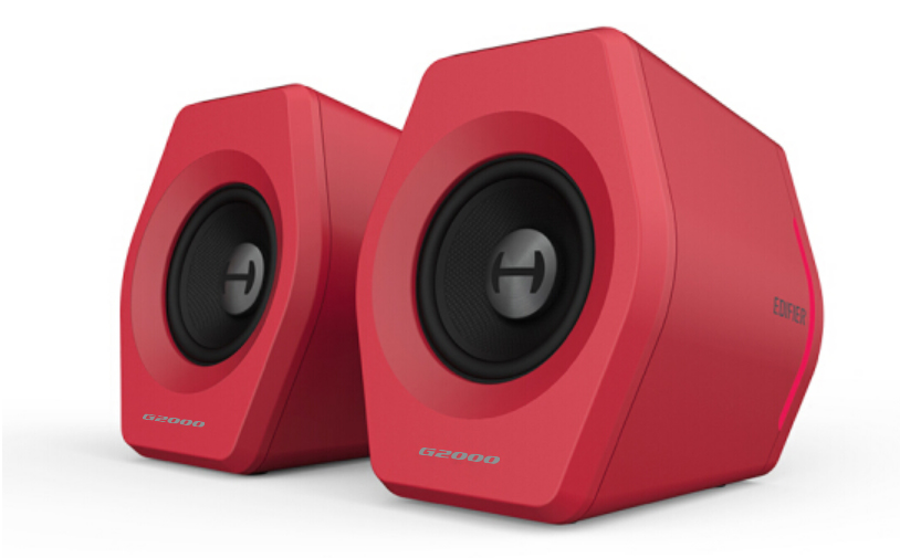 Edifier G2000 Gaming 2.0 Speakers System with Bluetooth 4.2, USB Sound Card, AUX, RGB 12 Light Effects, 16W RMS Power - Red