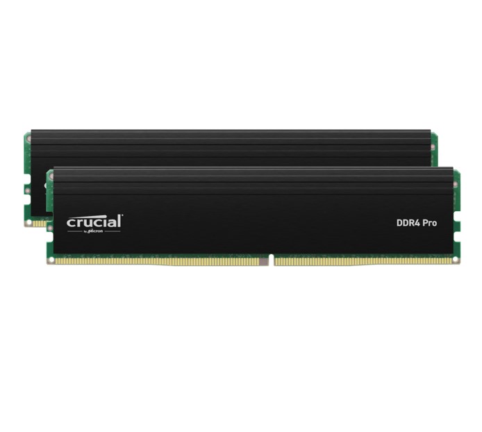 Crucial Pro 64GB (2x32GB) DDR4-3200MHz UDIMM Desktop Memory Kit with Black Heat Spreaders, CL22, Intel XMP & AMD Ryzen Support