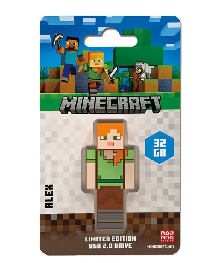 Verbatim Minecraft Alex Collector's Edition 32GB USB Flash Drive with 3D Character Design & Soft Rubber Finish