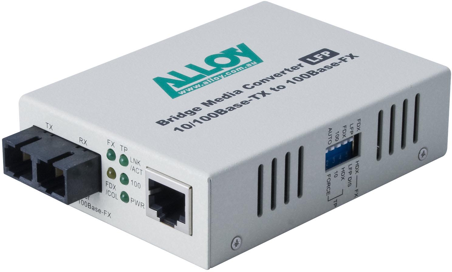 Alloy FCR200SC 100Mbps Fast Ethernet Media Converter 10/100Base-TX to 100Base-FX Multimode SC Fiber 2Km Range with Link Fault Passthrough