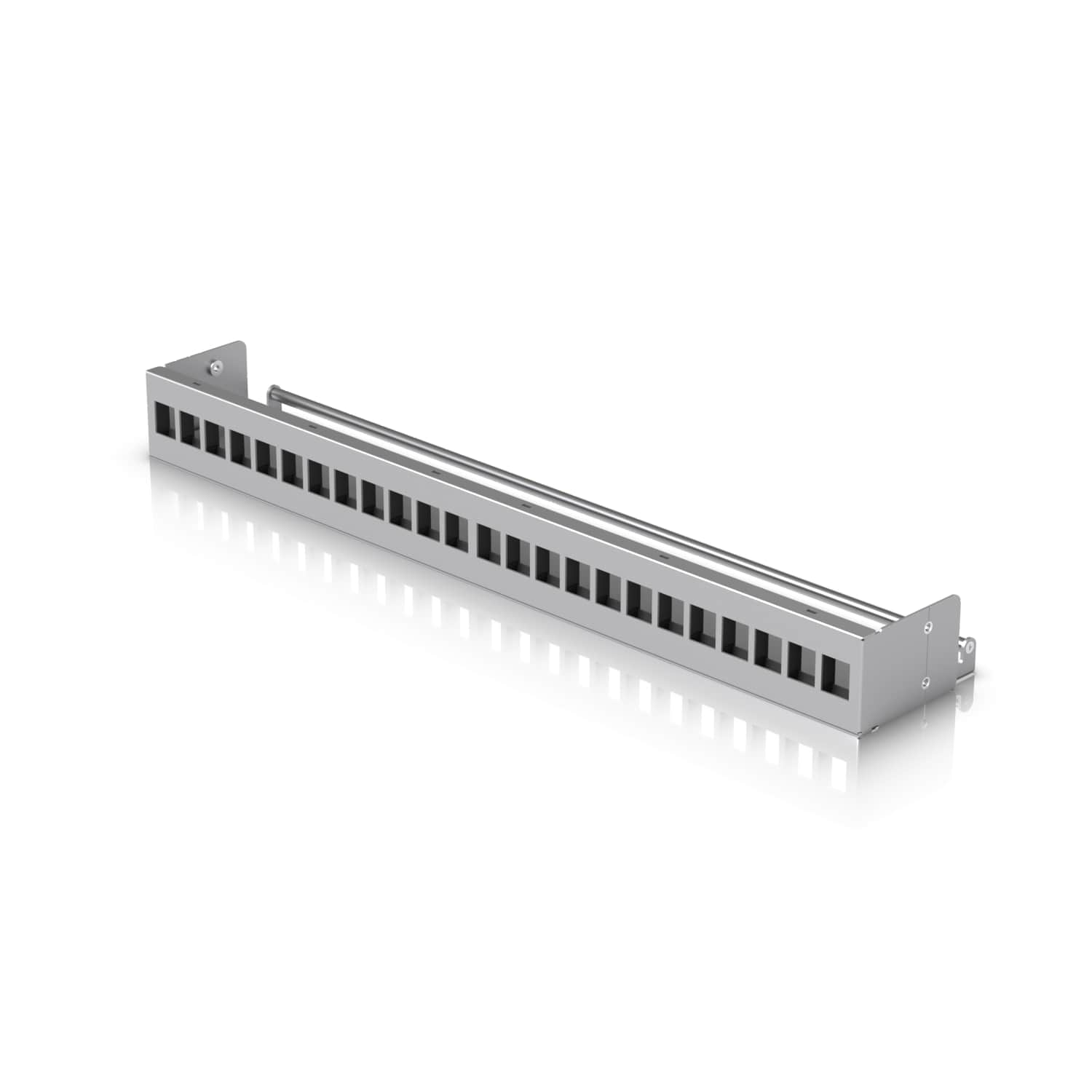 Ubiquiti 24-Port Blank Keystone Patch Panel 1U - Silver, Cable Management Bar, Compatible with Keystone Modules, Ideal for 19" Network Racks