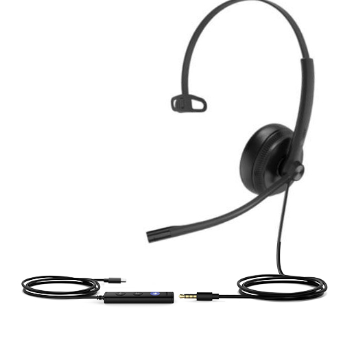 Yealink TEAMS-UH34SE-M-C Teams Certified USB-C & 3.5mm Noise Cancelling Headset with Controller and Ultra Lightweight Design