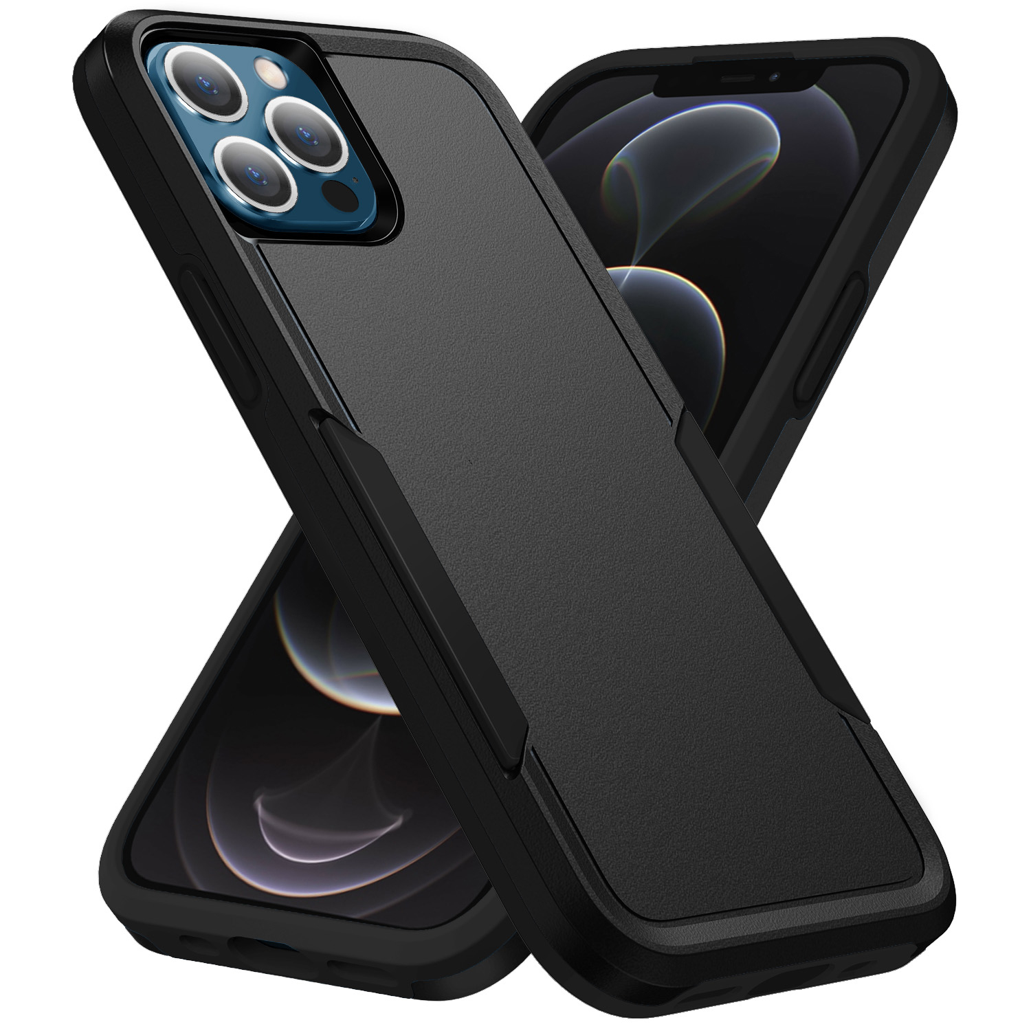 Phonix Armor Light Case for Apple iPhone 12 Pro Max - Dual Layer Rugged Protection, Dustproof Port Covers, Non-Slip Grip, Sleek Pocket Fit Black