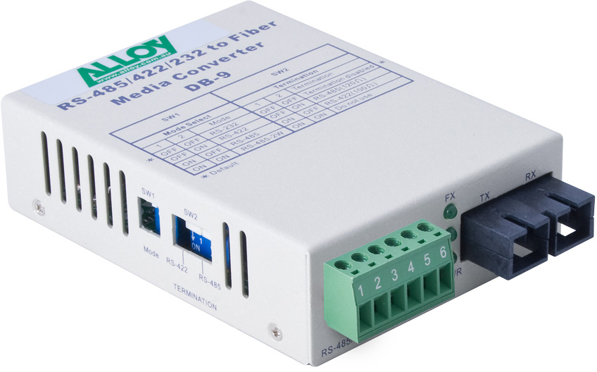 Alloy SCR460SC-2 RS-232/422/485 Serial to Multimode Fibre Converter with SC Connector, 2Km Range, Standalone or Rackmount