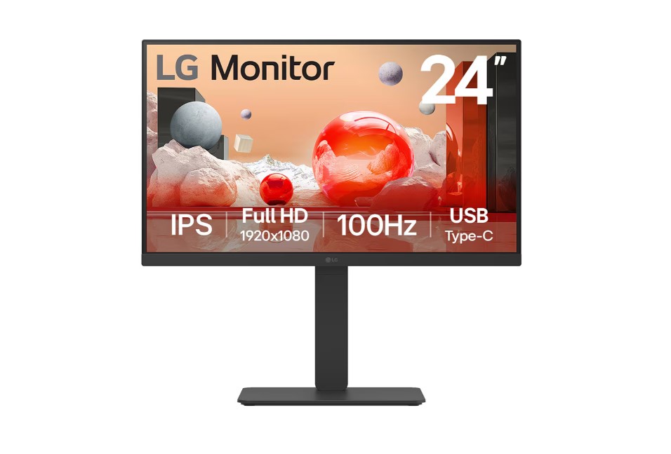 LG 24" Full HD IPS Business Monitor 1920x1080 USB-C 65W Power Tilt Height Swivel Pivot VESA DisplayPort HDMI Speakers 3-Year Warranty