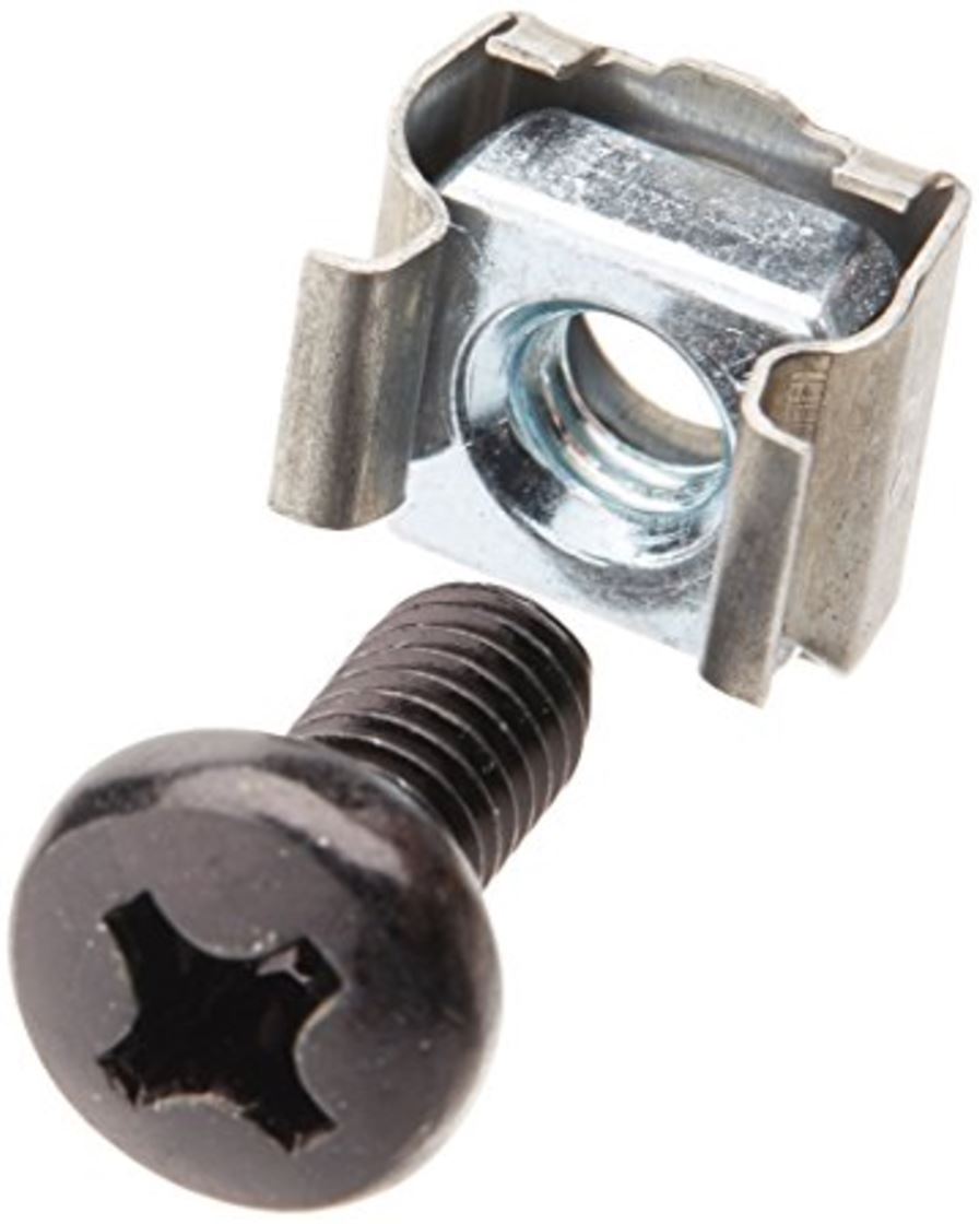 Astrotek M6 Cage Nuts & Screws Pack of 10, Fully Threaded Phillips Drive with Black Oxide Finish for 19" Data Network Rack Cabinets
