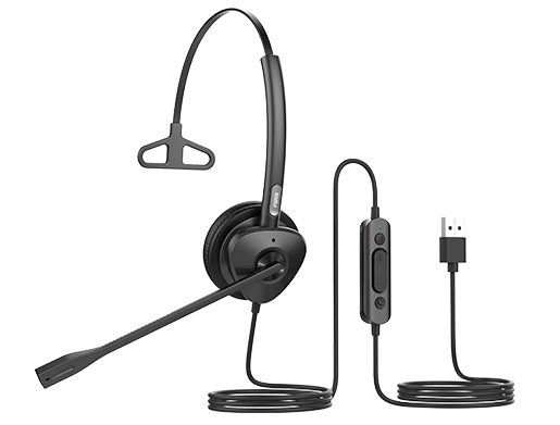 Fanvil HT301-U USB Mono Headset - Ultra-Lightweight USB Wired Headset with Dual-Microphone ENC & HD Wideband Audio for Office and Call Center