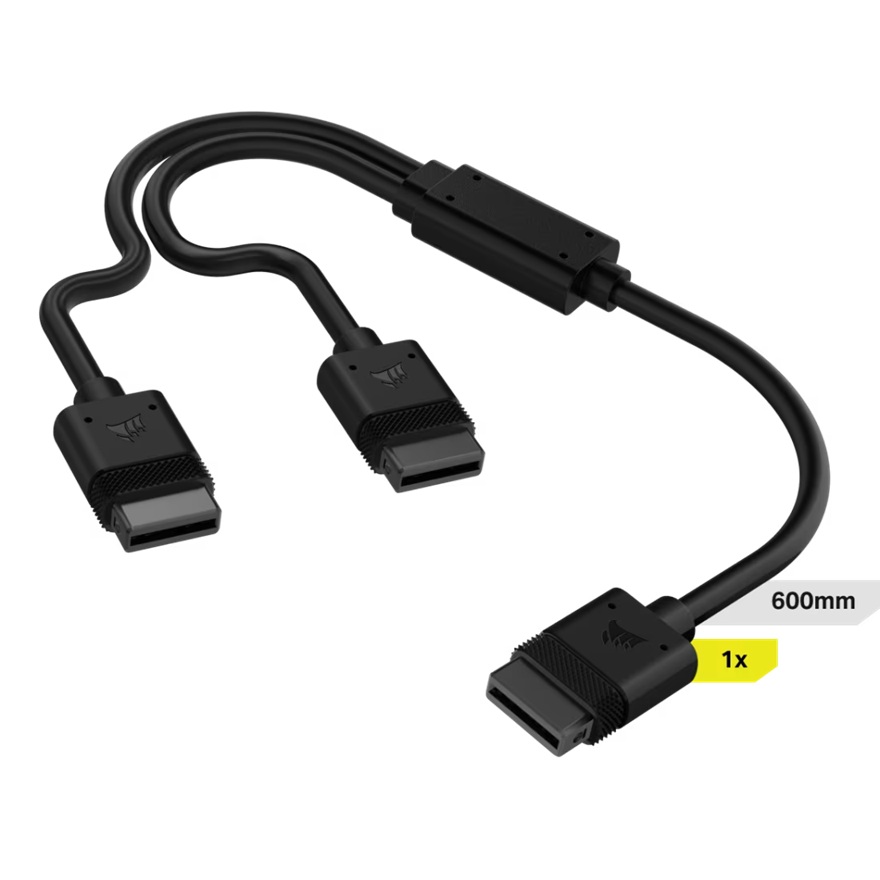Corsair iCUE LINK 600mm Y-Splitter Cable with Straight Connectors - Expand Your iCUE LINK Device Connections