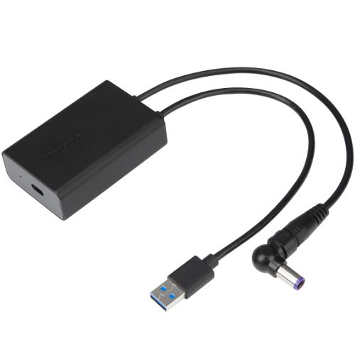 Targus USB-C USB-A DC Power Demultiplexer Adapter for DOCK180 - PD Charging Up to 50W, USB 3.0 Data, Universal 3-Pin Power Tips, Black, 3-Year Warranty