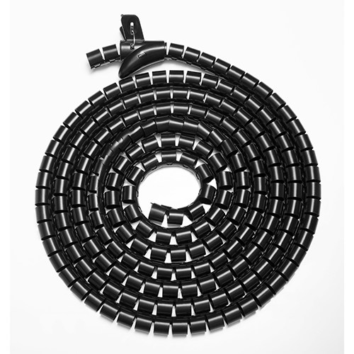 Brateck Polyethylene Coiled Tube Cable Sleeve 30mm Diameter x 1000mm Length – Expandable Cable Organizer & Protector in Black