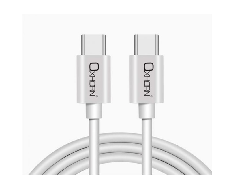 Oxhorn USB 1M USB Type-C to Type-C Charging Cable 5A 100W Power Delivery 480 Mbps Data Transfer White