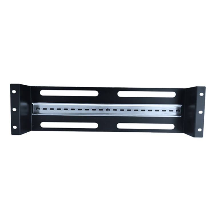 LDR Rackmount 35mm International DIN Rail | Black Metal Construction, 483x128x61mm Rackmount DIN Rail