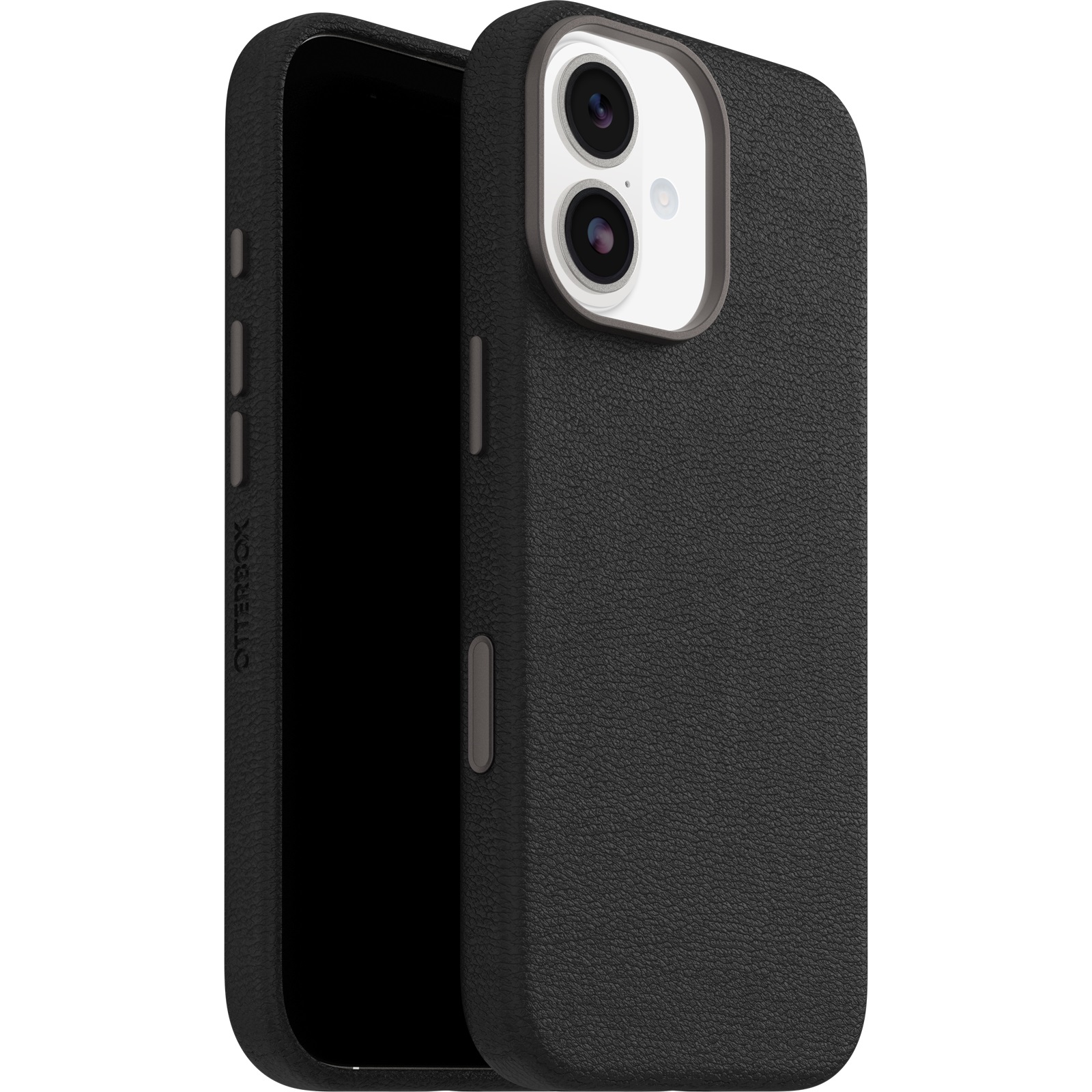 OtterBox Symmetry Series Cactus Leather MagSafe Case for Apple iPhone 17 (6.3") - Drop+ Military Standard, Camera Control, 7-Year Warranty Noir Ash Black