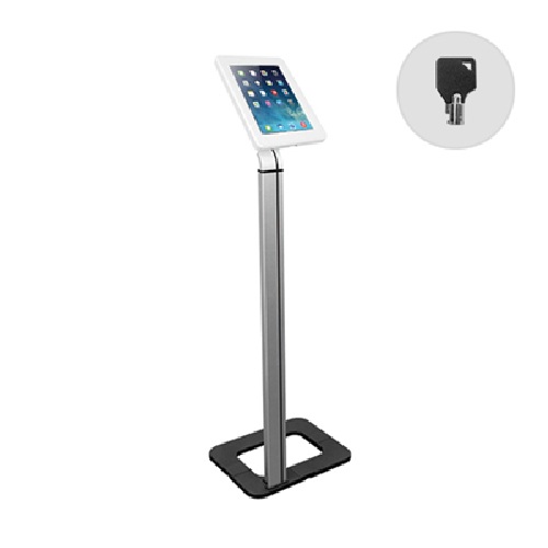 Brateck Anti-theft Tablet Kiosk Floor Stand with Aluminum Base for 9.7"–10.1" Tablets, 368x277x1131mm, Lock and Key, 90° Rotation, VESA 75x75 Compatible