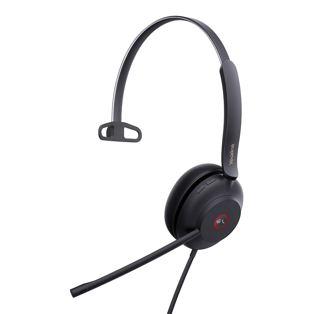 Yealink UH37 Microsoft Teams Certified USB Wired Mono Headset with USB-C, 35mm Speakers, Noise-Cancelling Dual Mics, Busylight & Leather Ear Cushions