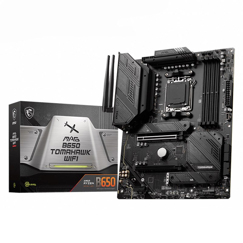 MSI MAG B650 TOMAHAWK WIFI AMD AM5 ATX Motherboard with DDR5 Support, PCIe 4.0, Wi-Fi 6E, 3x M.2, 6x SATA, USB 3.2 Gen2, and 2.5Gb LAN