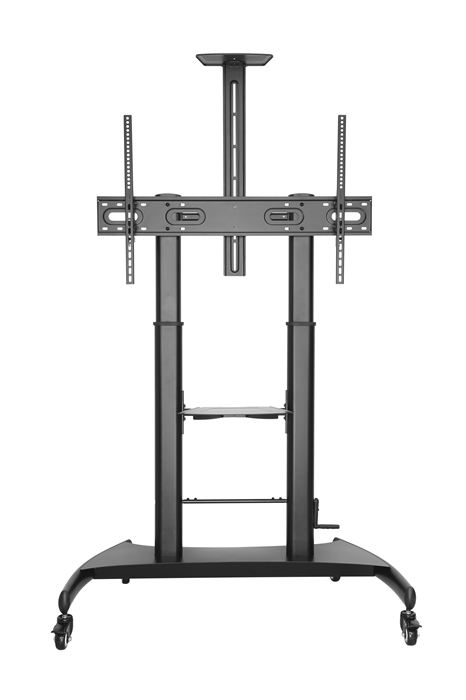 Brateck Large Screen Telescopic Height-Adjustable Steel TV Cart with Crank Handle, Fits 60"-100" TVs, Supports up to 100kg, Matte Black