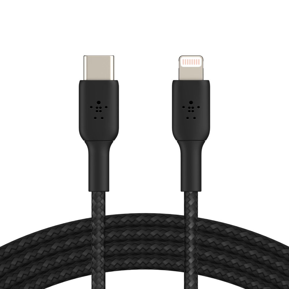 Belkin BoostCharge Braided USB-C to Lightning Cable 2M - MFi Certified Fast Charging & 480Mbps Data Transfer, Durable Nylon Braided, 30K+ Bend Tested, Black