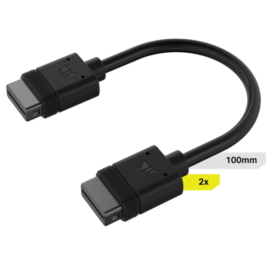 Corsair iCUE LINK Cable 2-Pack 100mm with Straight Connectors - Compact Power & Data Cables for PC Cooling and Accessories