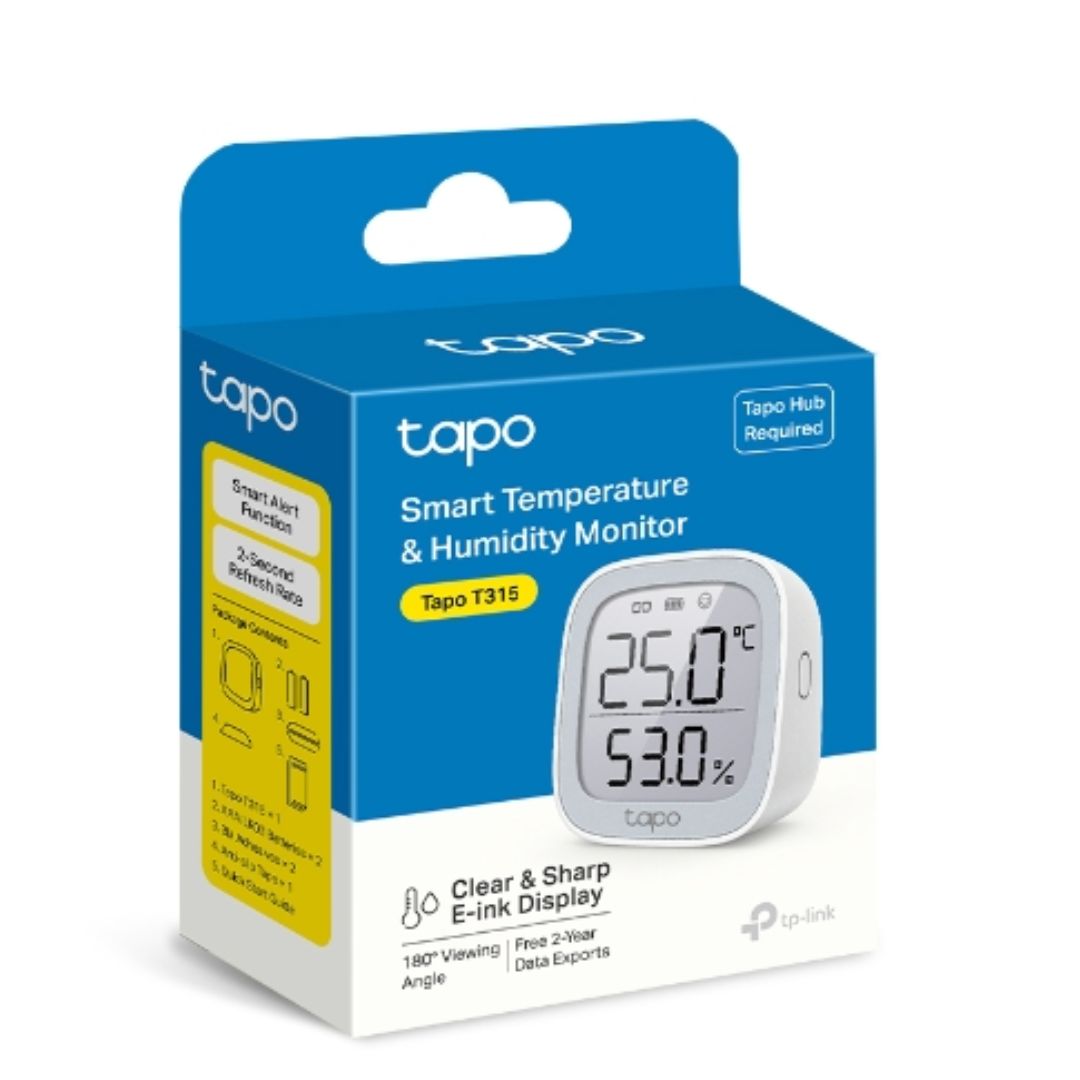 TP-Link Tapo T315 Smart Temperature & Humidity Monitor with 2.7" E-ink Display, Accurate Swiss Sensor, Up to 2 Years Battery Life, Free Cloud Storage & Tapo Hub Compatibility