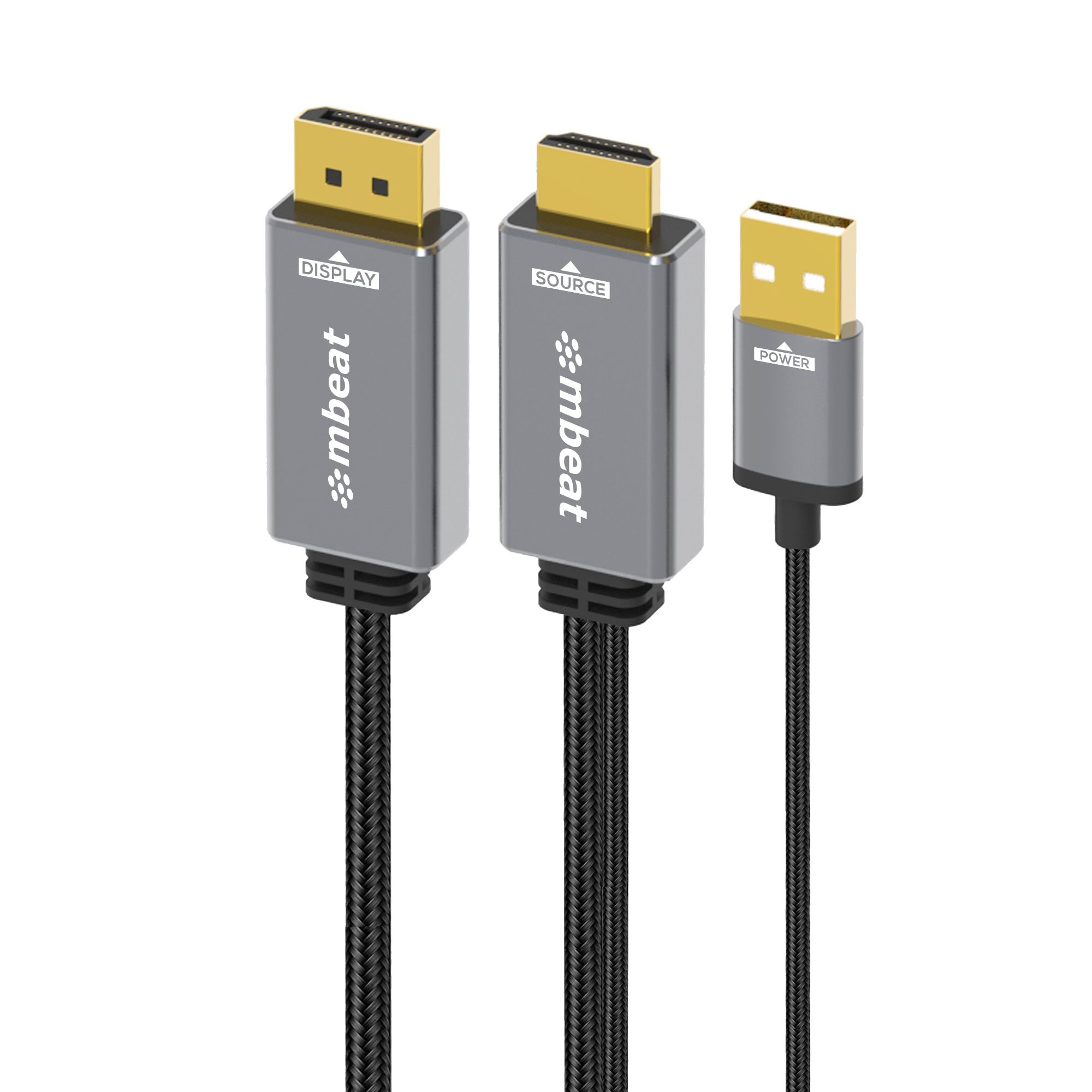 mbeat ToughLink 1.8m Active HDMI to DisplayPort Cable with USB Power – 4K@60Hz, 1440p@120Hz, 1080p@120Hz Resolution Support, Nylon Braided Durable Cable