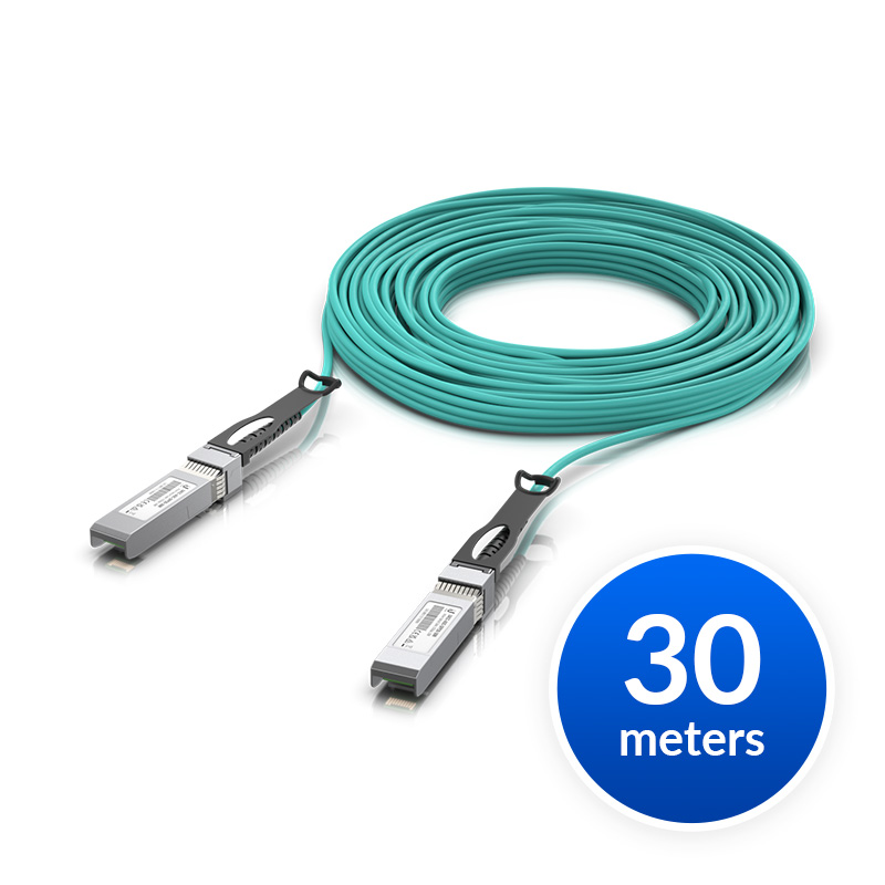 Ubiquiti 10 Gbps Long-Range SFP+ Active Optical Cable 30m - High-Speed Network DAC