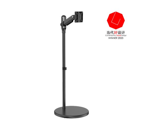 Brateck Mobile Spring Assisted Floor Stand for 17-35 inch Monitors up to 10kg, VESA 75x75/100x100, Adjustable Tilt & Height, Matte Black