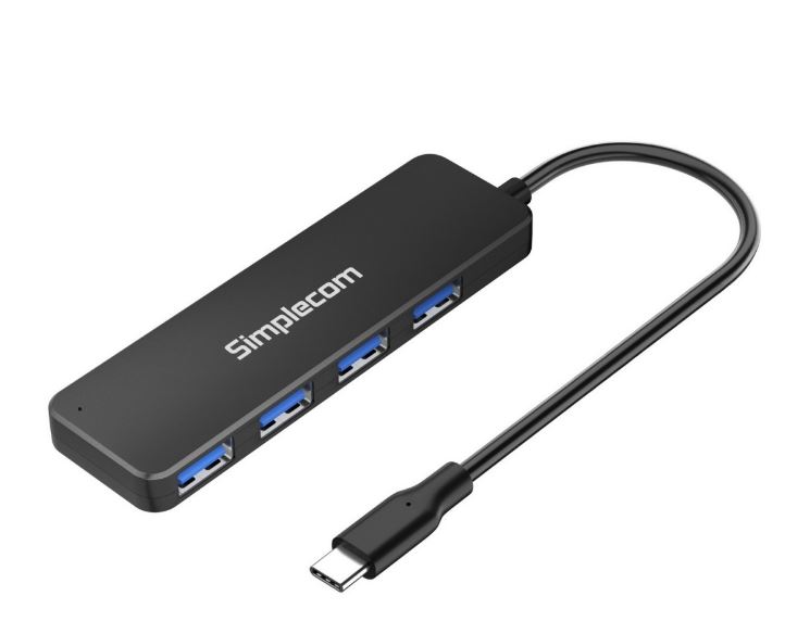 Simplecom CH340 Compact USB-C to 4 Port USB-A Hub USB 3.2 Gen1 SuperSpeed 5Gbps Portable Adapter