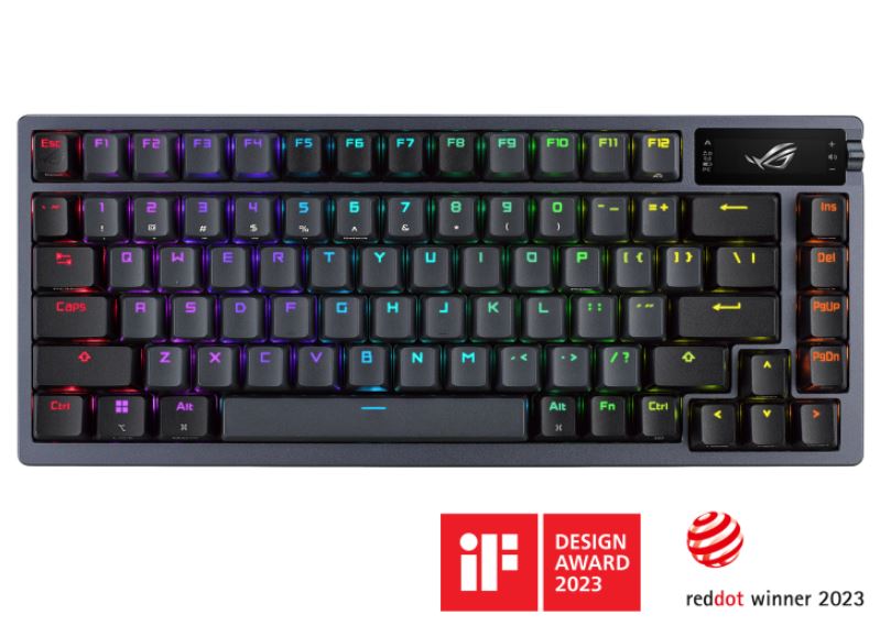 ASUS ROG Azoth 75% Hot-Swappable Mechanical Gaming Keyboard with OLED Display, NX Storm Switches, Tri-Mode Wireless & Wired Connectivity, Black
