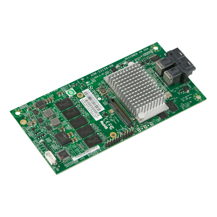 Supermicro AOM-S3108M-H8 Low Profile 8-Port 12Gb/s SAS3 PCIe RAID Controller with 2GB DDR3 Cache