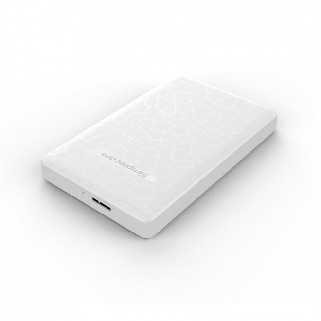 Simplecom SE101 Tool-Free 2.5" SATA to USB 3.0 HDD/SSD Enclosure, Supports 7mm & 9.5mm 2.5" SATA Drives, Portable White Case