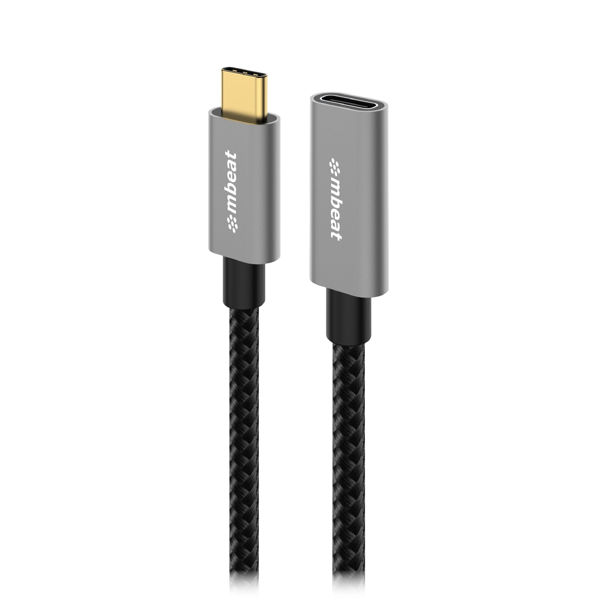 mbeat ToughLink 1m USB 3.2 Gen2 USB-C Extension Cable - 10Gbps Data, 4K@60Hz Video, 100W PD, Durable Aluminium & Nylon Braided