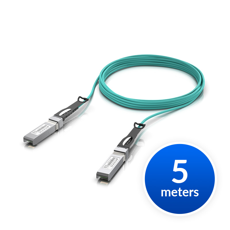 Ubiquiti 10 Gbps SFP+ Active Optical Cable (AOC), 5m OM3 Aqua Jacket