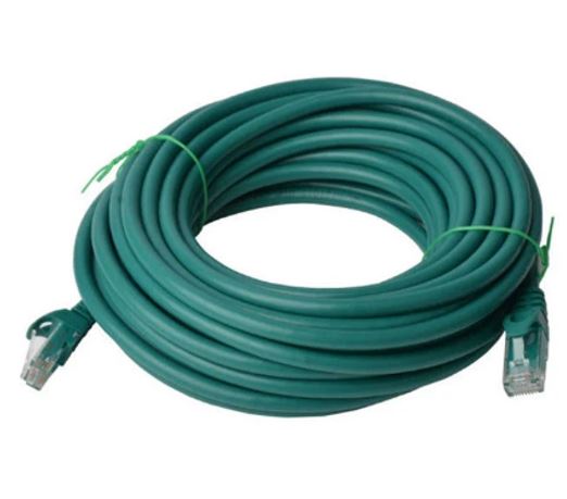 8Ware 15m Green CAT6A UTP Ethernet Cable RJ45 Snagless Network Patch Cord - Full Copper Core, 10Gbps, 500MHz
