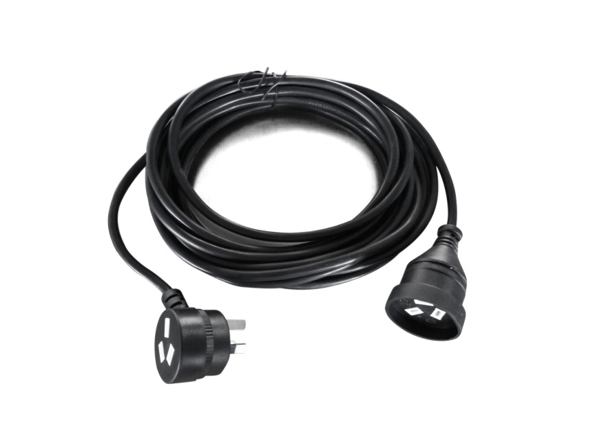 8Ware 2m AU 3-Pin Male to Female Piggyback Power Cable Extension - Black, 240V 10A, AS/NZS 3112 Standard
