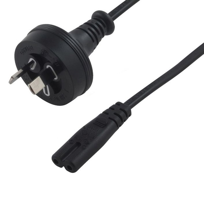 8Ware 2m AU Plug to IEC C7 Figure-Eight Power Cable – 240V 2-Pin Male to Female Appliance Cable for Notebook AC Adaptor & POS Devices