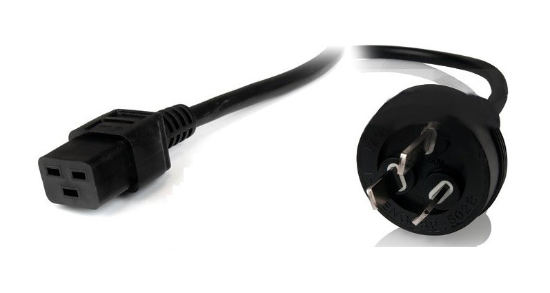 8Ware 2m Power Cable 3-Pin Australian Plug to IEC C19 Female Connector 10A Black for Servers & UPS