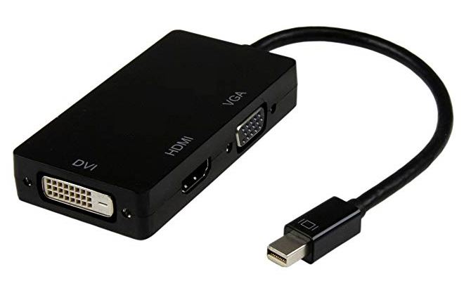 8ware 3-in-1 Thunderbolt Mini DP to HDMI, DVI & VGA Adapter - 1080p Output for MacBook Air, Mac Mini, Surface Pro 3/4/5