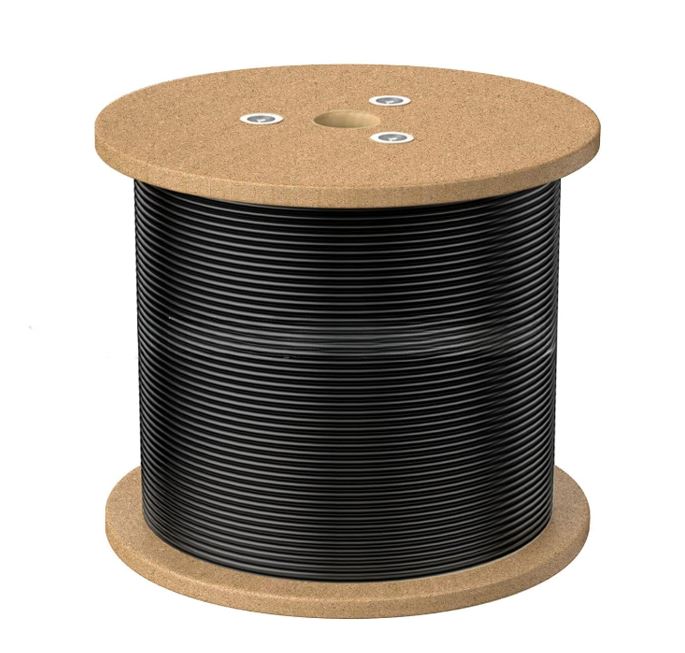 8Ware 350m CAT6A UTP Outdoor LAN Network Cable Roll 24AWG Bare Copper HDPE Insulation UV Stabilised PVE Jacket Wooden Reel Black
