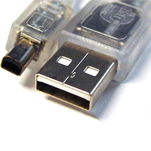 8Ware 3m USB 2.0 Cable A to Mini-B 4-pin Transparent Metal Sheath UL Approved
