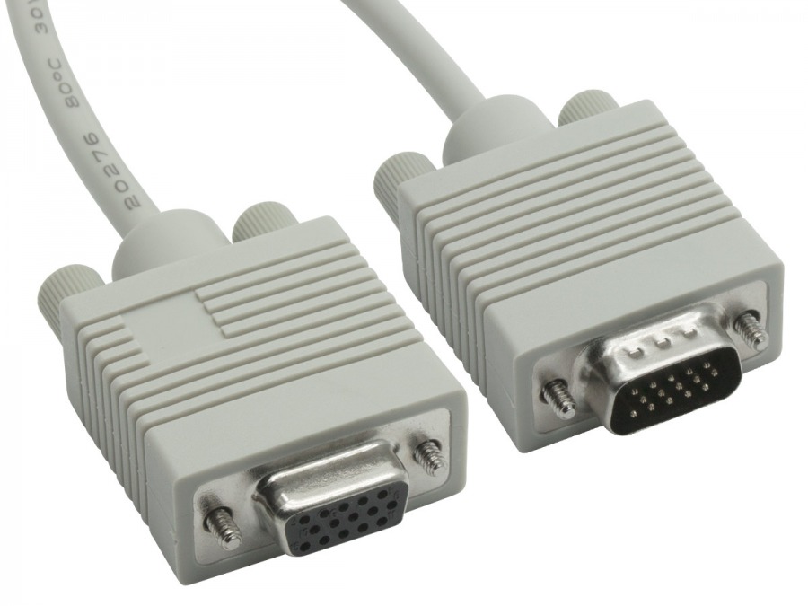8Ware 3m VGA Extension Cable - 15 Pin HD15 Male to Female, Double-Shielded with Ferrite Core for EMI/RFI Protection, Molded Grey Connector