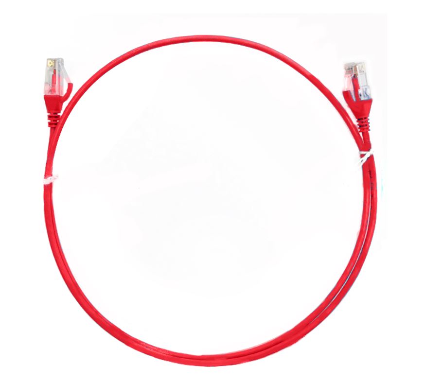8ware CAT6 Ultra Thin Slim 0.25m Red RJ45 Ethernet Network LAN UTP Patch Cable 26AWG Cat6 250MHz Fluke Tested