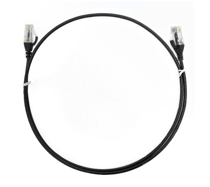 8Ware CAT6 Ultra Thin Slim Ethernet Cable 0.25m - Black 26AWG RJ45 Network Patch Cord UTP LAN High Performance