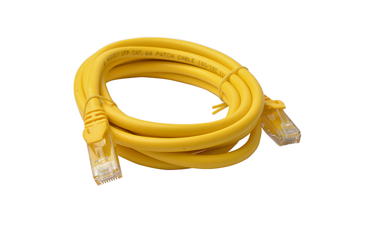 8Ware Cat6A 2m Yellow RJ45 Ethernet Cable - Full Copper UTP Patch Cord Snagless, 10Gbps Network Speed, PVC Jacket